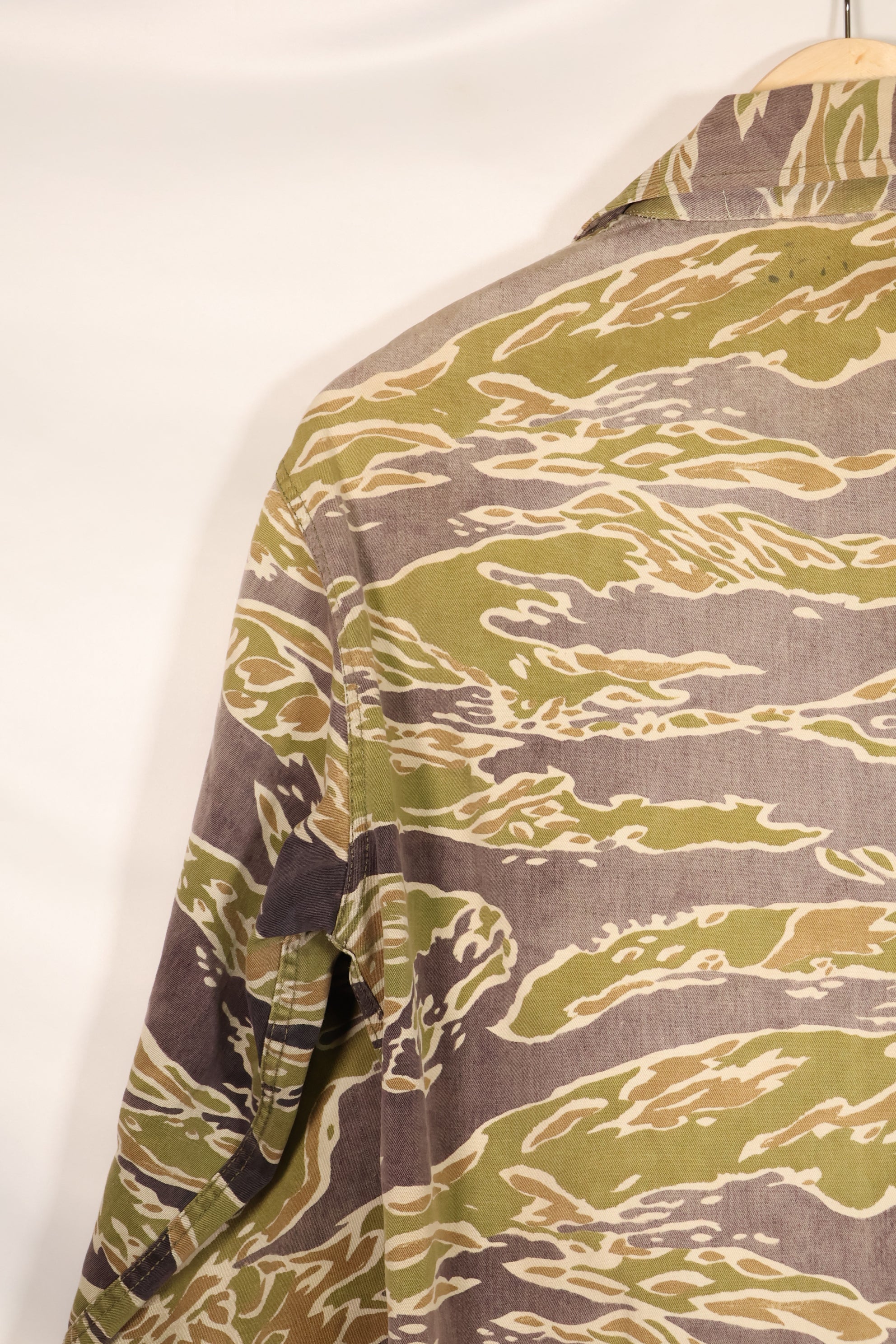 Real Late War Pattern Tiger Stripe Shirt, heavy weight fabric, faded, used.