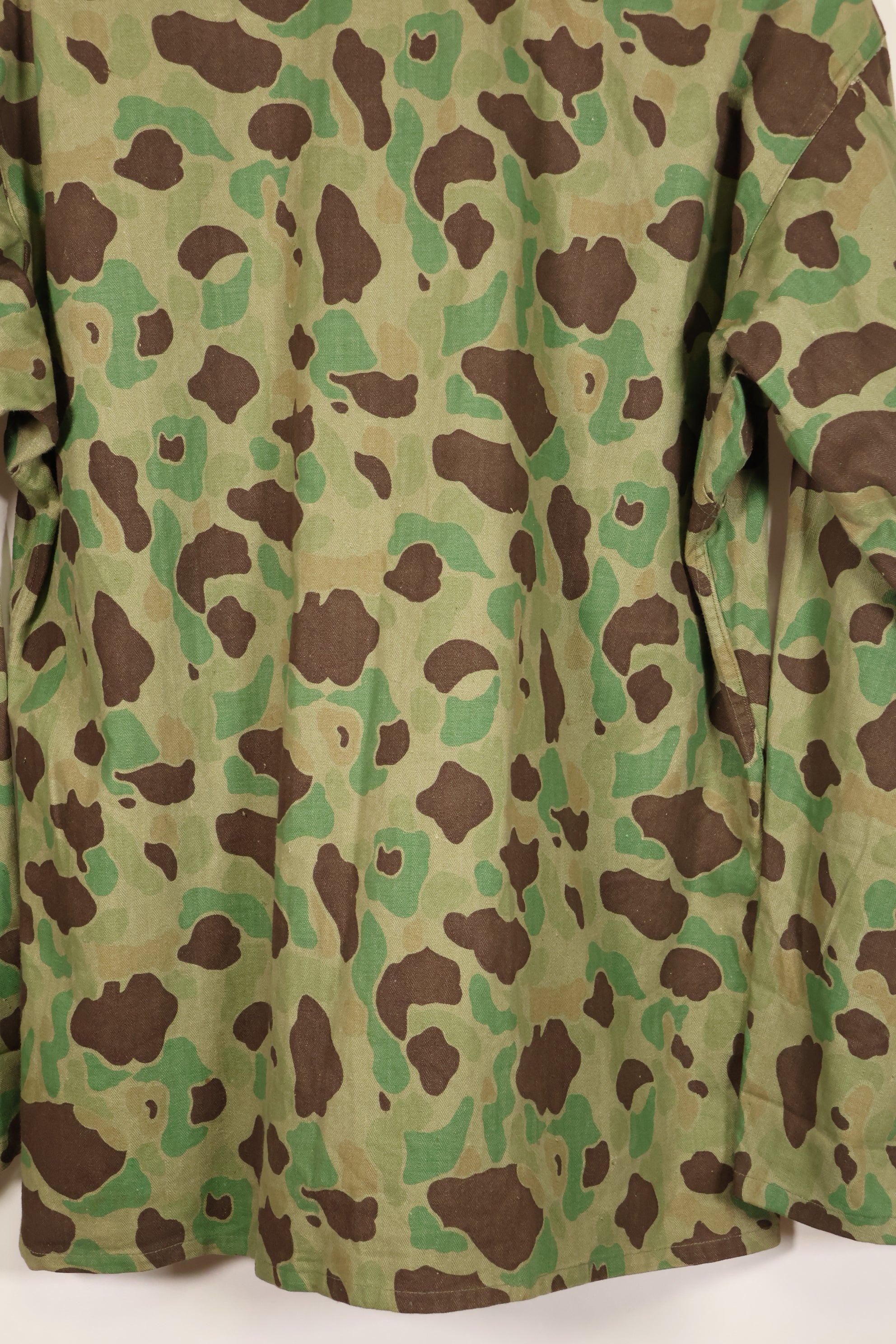 1940s-early 50s Japanese frogskin camouflage tailored jacket, HBT fabric, beautiful, used.