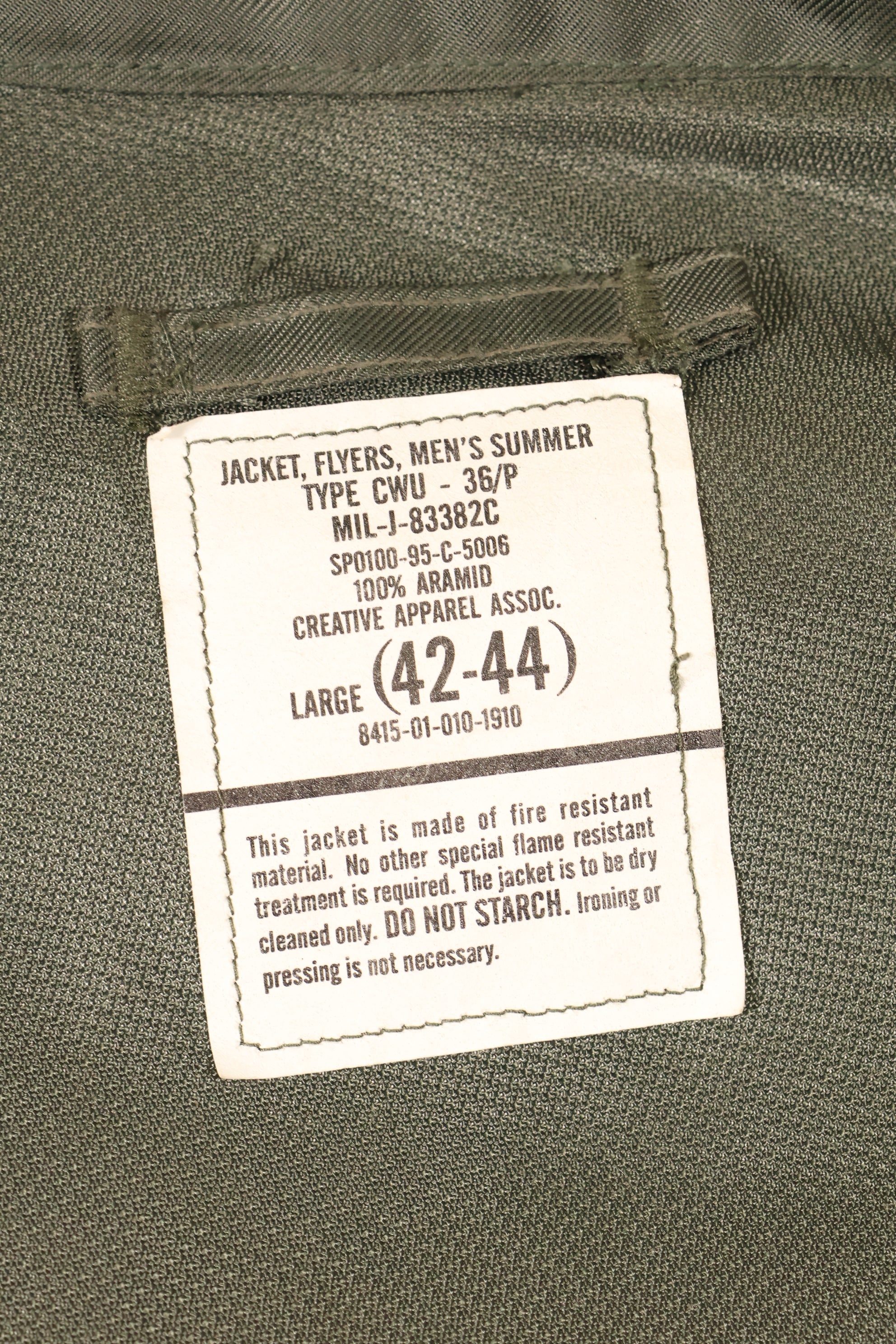 1995年契約　LARGE　アメリカ空軍　USAF　CWU-36P　フライトジャケット　アラミド繊維　中古品
