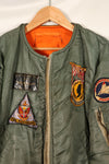 Late 1960's Estimated LARGE US Navy MA-1 Flight Jacket with pilot modifications, used.