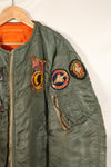 Late 1960's Estimated LARGE US Navy MA-1 Flight Jacket with pilot modifications, used.