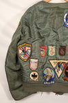 Late 1960's Estimated LARGE US Navy MA-1 Flight Jacket with pilot modifications, used.