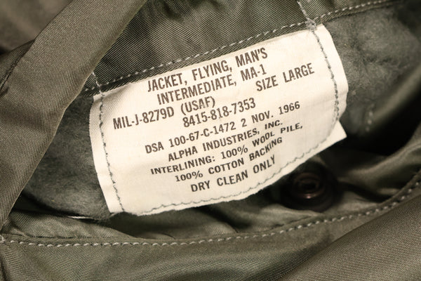 1966 Contract, LARGE, U.S. Air Force (USAF), MA-1 Flight Jacket, Virtually Unused, Good Condition