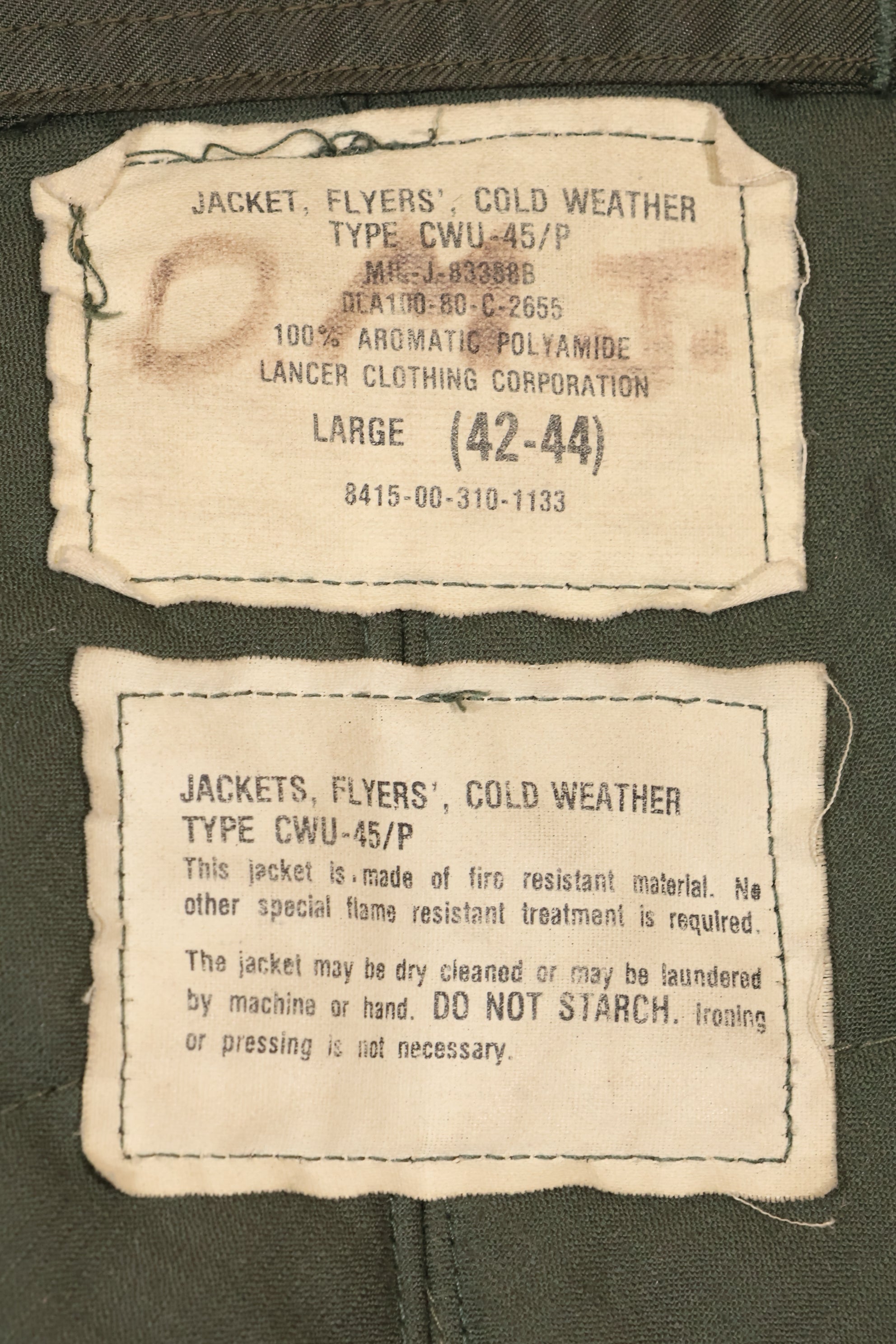1980 Contract LARGE USS ENTERPRISE UWC-45P Flight Jacket Personalized Custom Used