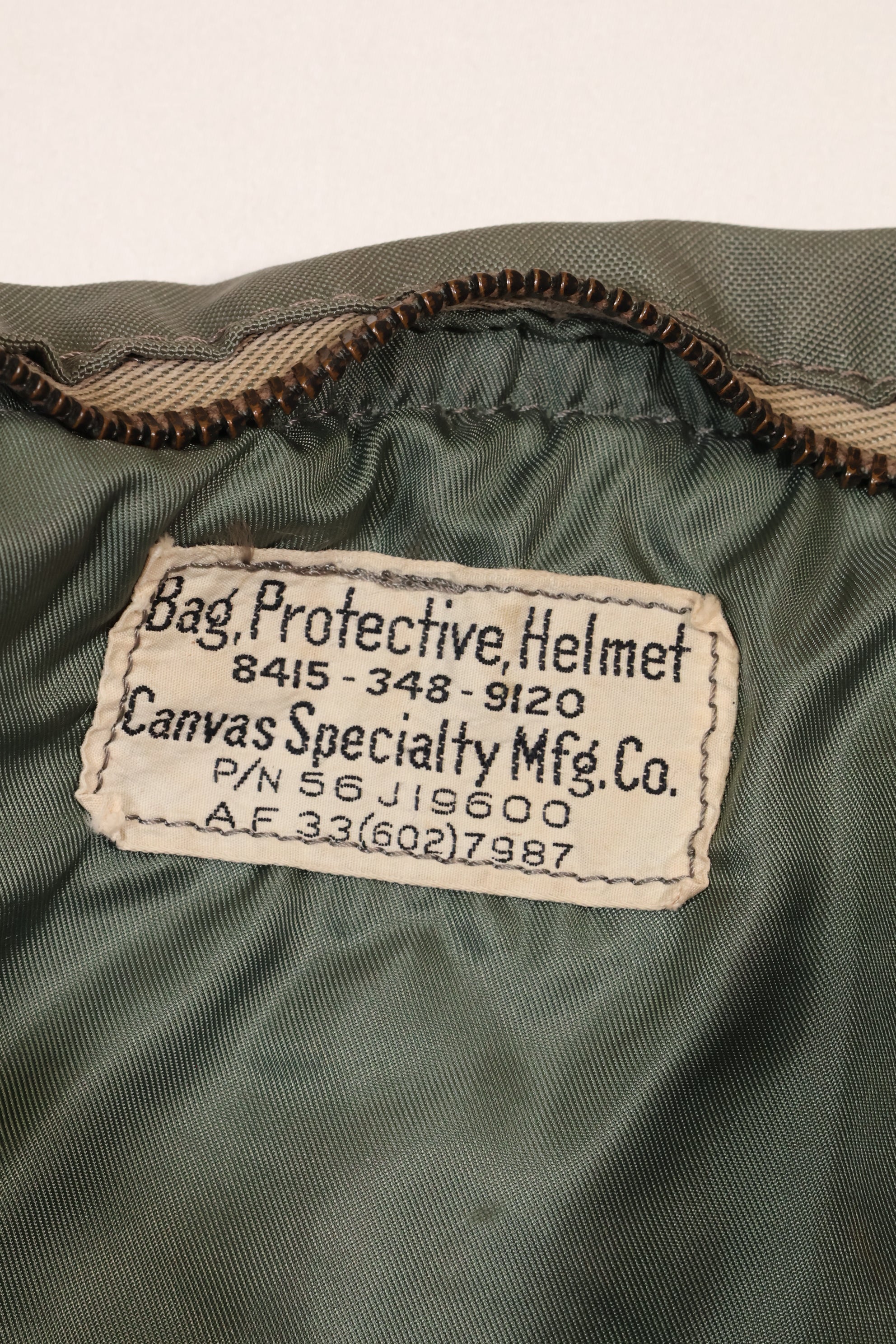 Estimated circa 1956 1st Model USAF USAF Helmet Bag Used