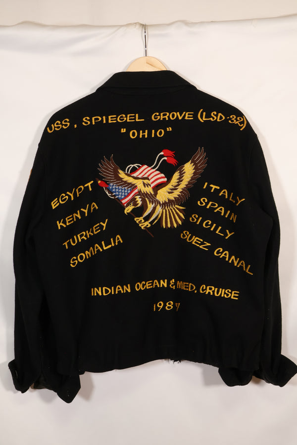 1987 large size US Navy USS SPIEGEL GROVE tour jacket.