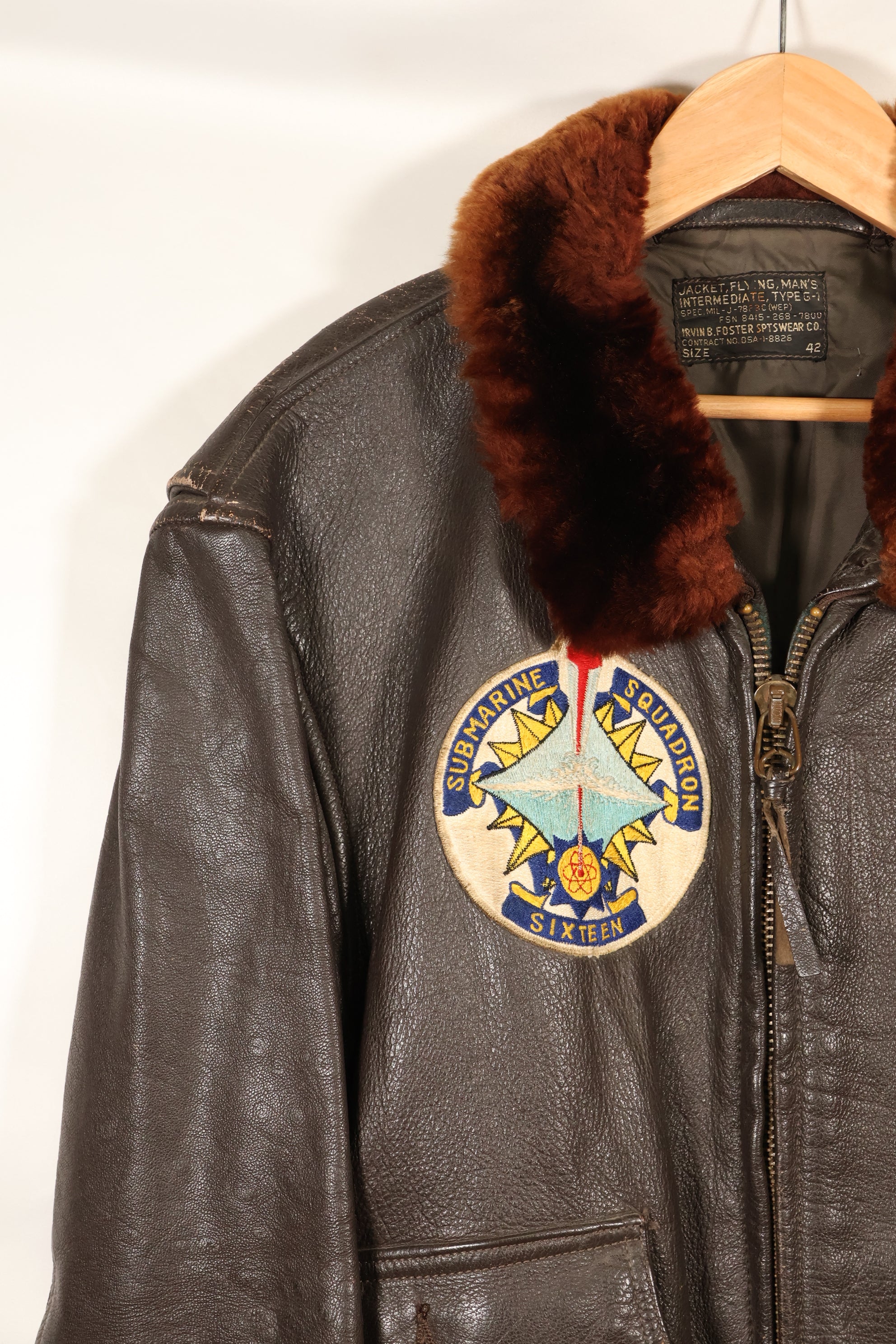 1960年代ロット　サイズ42　アメリカ海軍　G-1　フライトジャケット　Submarine Squadron Sixteen パッチ付き　中古品
