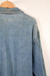 1930s U.S. Army denim pullover shirt, 3 buttons, used.