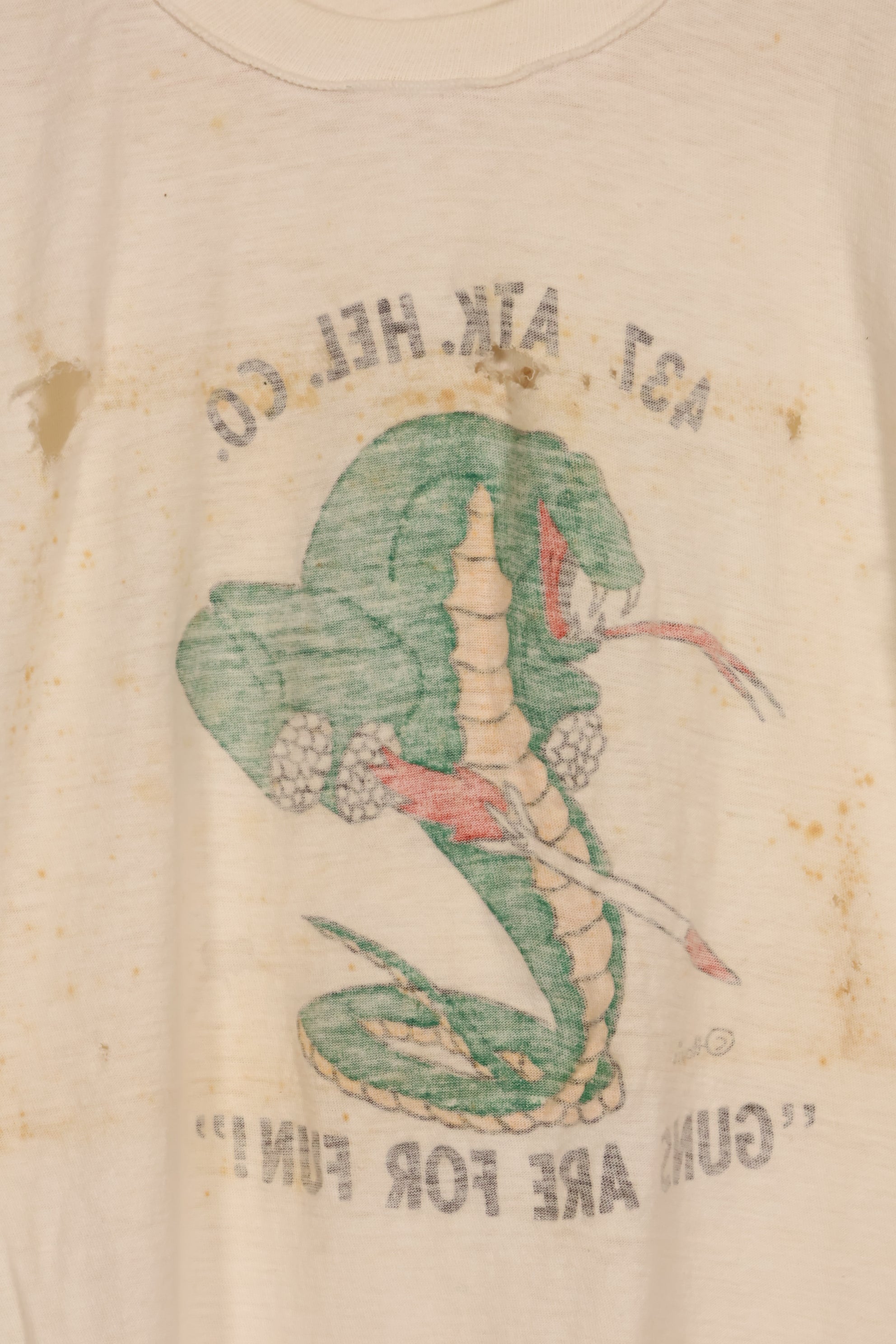 1960s U.S. Army, Vietnam War, 437th Attack Helicopter Company, T-shirt, used.