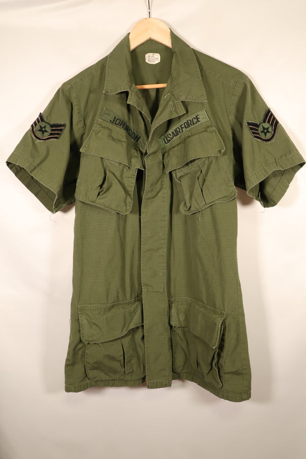 1969 Contract, S-L, Taylor Markings, 4th Model Jungle Fatigue Jacket, USAF, Short-Sleeve Custom, Used