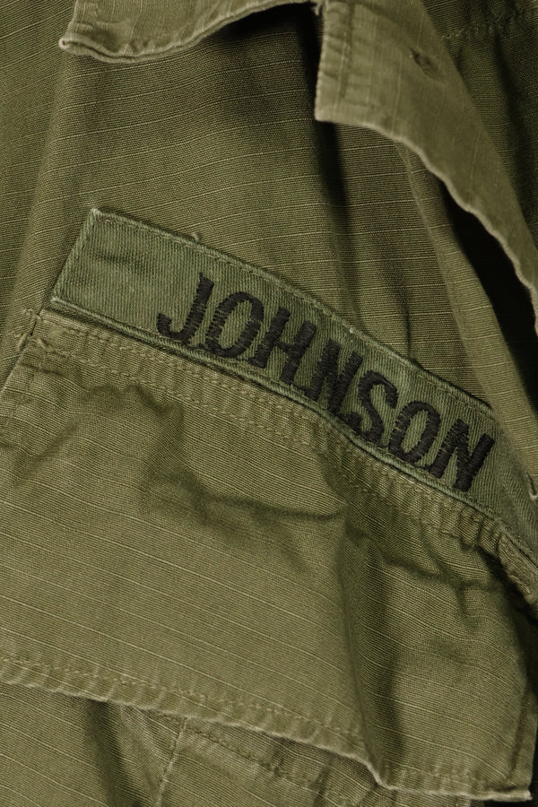 1969 Contract, S-L, Taylor Markings, 4th Model Jungle Fatigue Jacket, USAF, Short-Sleeve Custom, Used