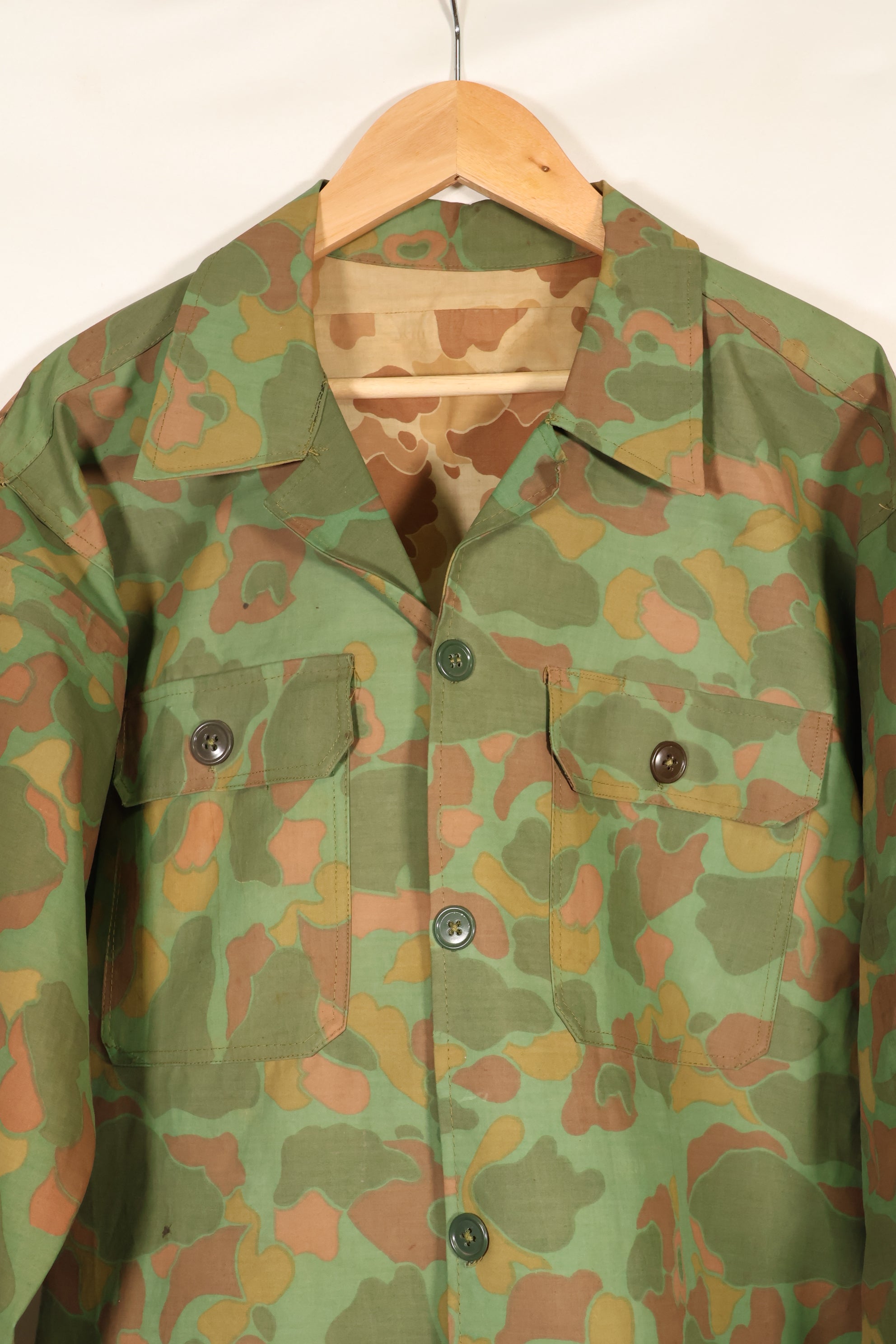 1960's Privately Sourced U.S. Marine Corps Frogskin Poncho Shirt and Pants Set Made in South Vietnam