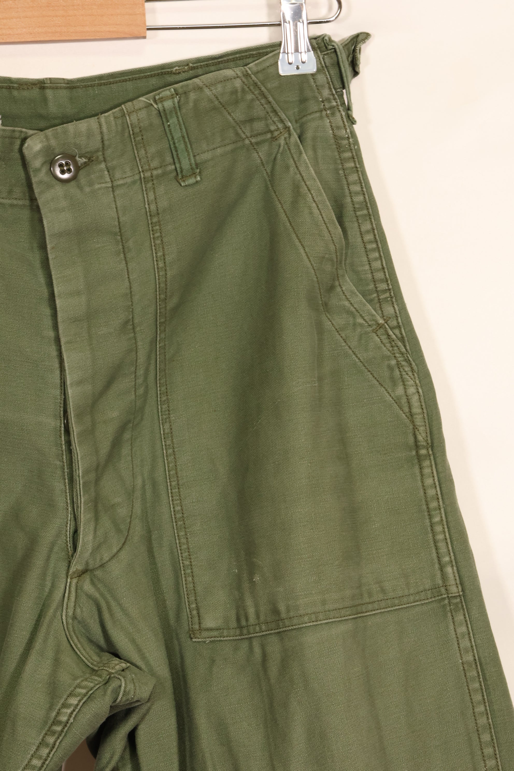 1950s TYPE 1 estimated SMALL US Army OG-107 Utility Pants Baker Pants Used B
