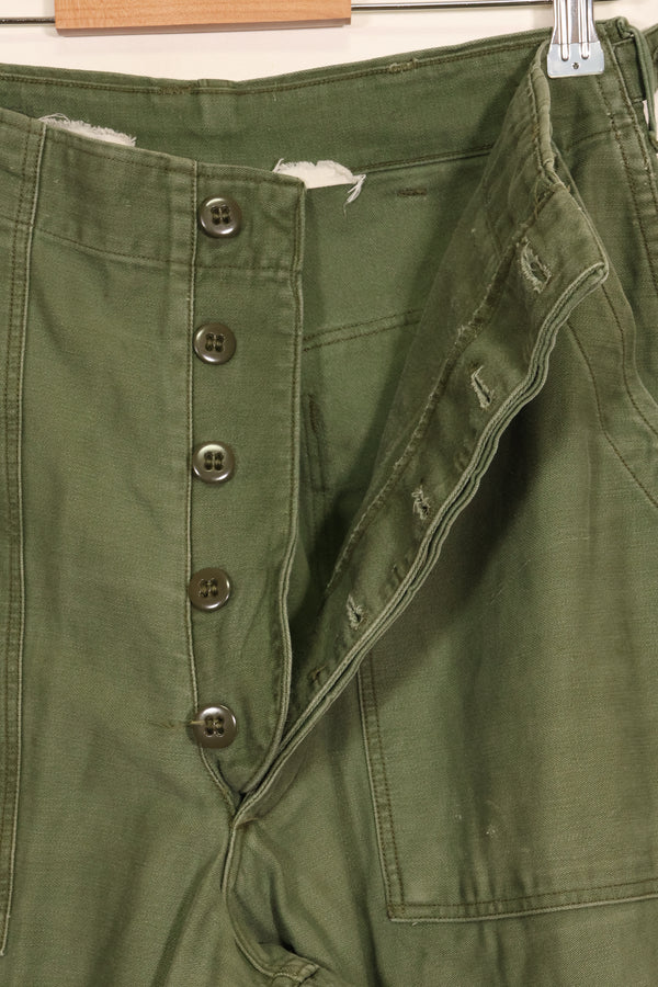 1950s TYPE 1 estimated SMALL US Army OG-107 Utility Pants Baker Pants Used B
