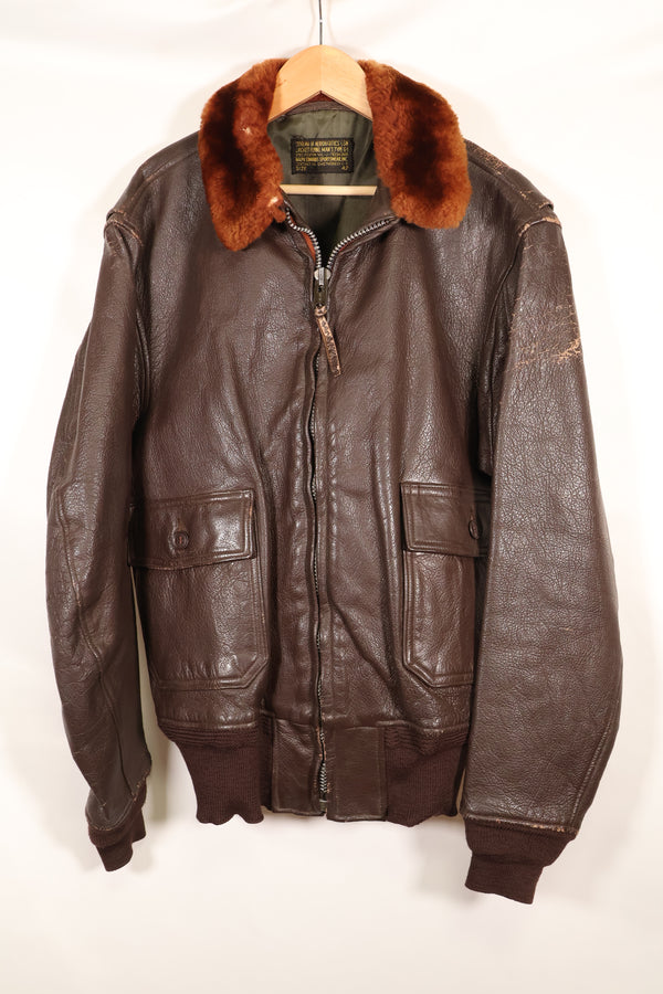 Early 1960s lot size 42 G-1 intermediates zone flight jacket, used.