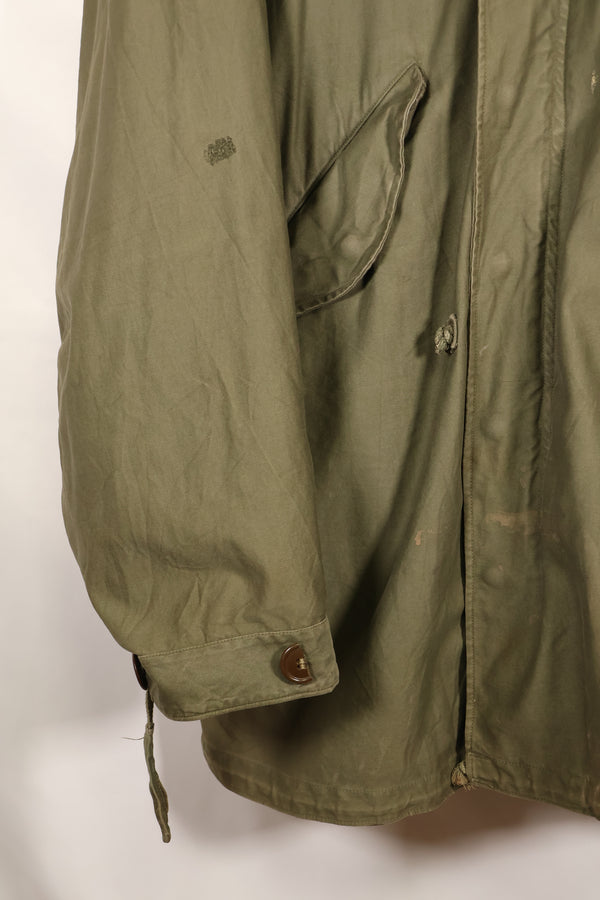 Late 1940's L size US Army M-48 Field Parka with repairs, used movie company costume.