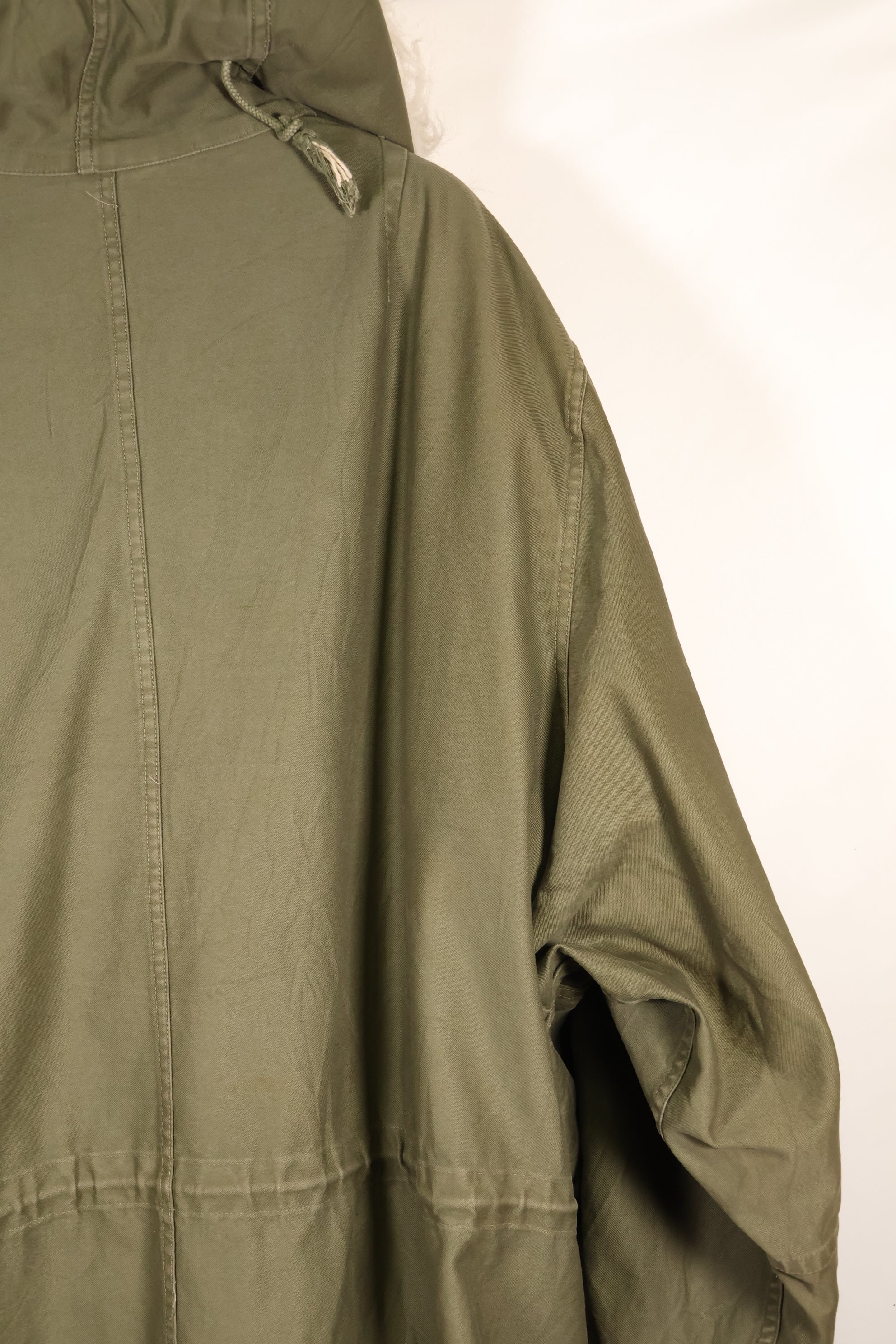 Late 1940's L size US Army M-48 Field Parka with repairs, used movie company costume.