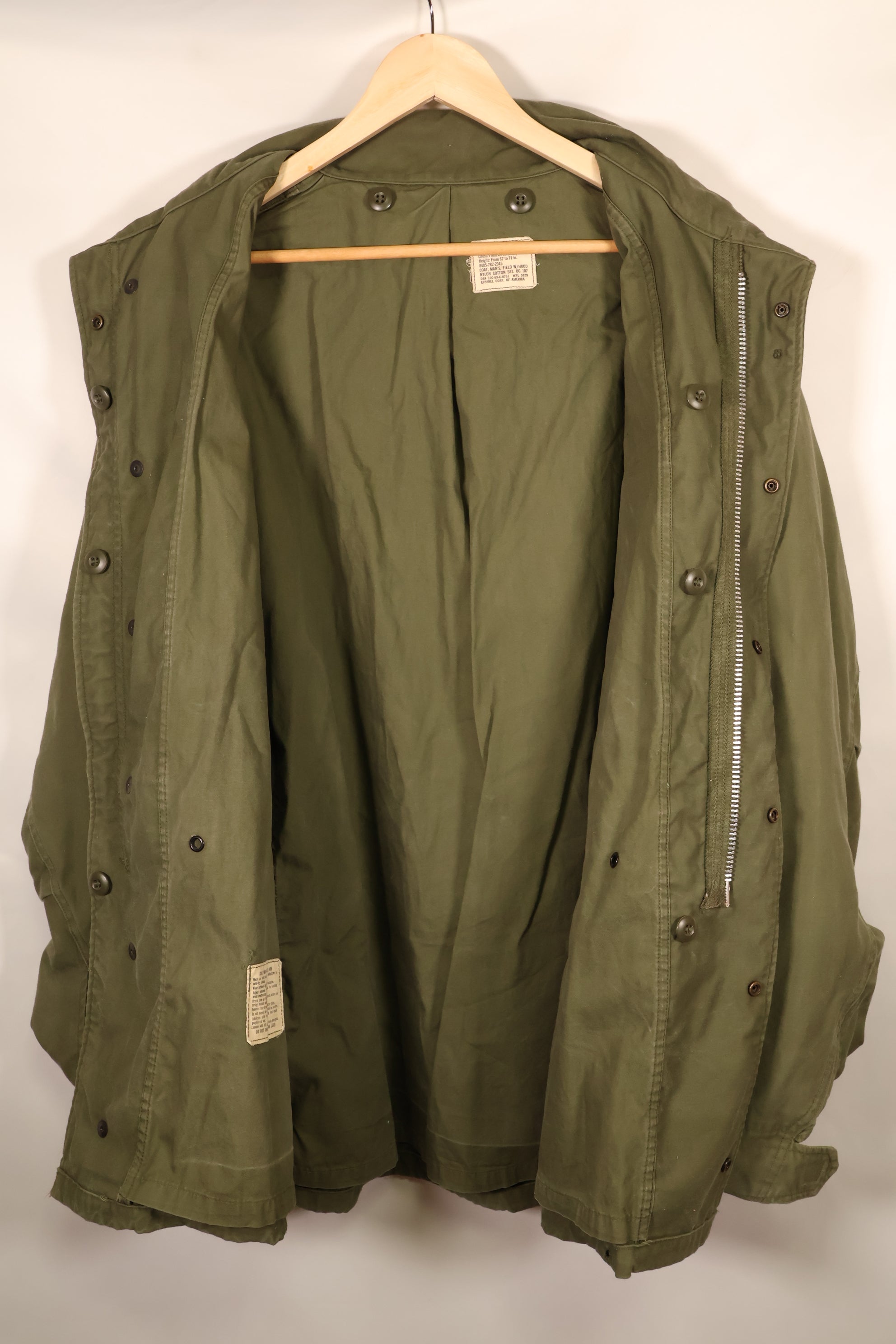 1969 Contract X-L-R M65 Field Jacket, 2nd Model; 1981 Contract, with Liner; Used