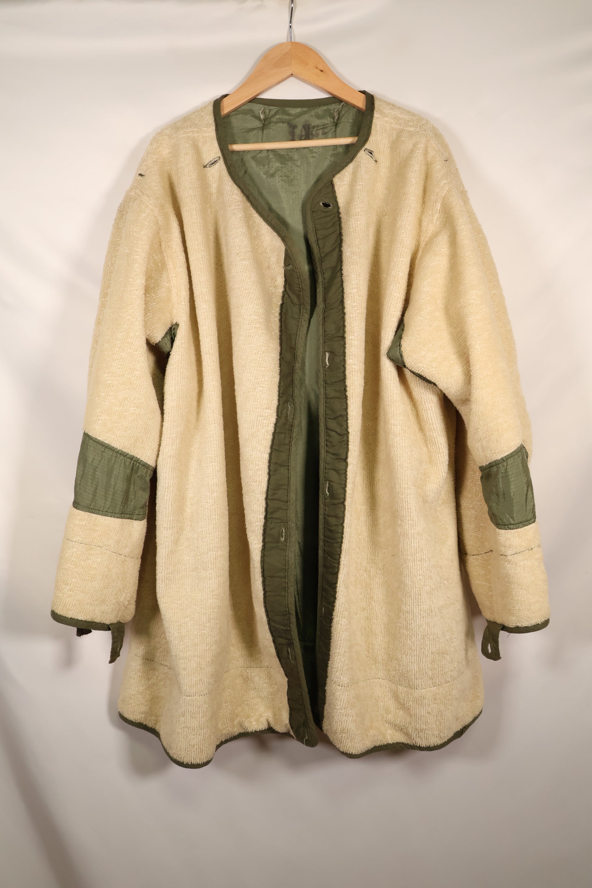 Late 1940's L size US Army M-48 Field Parka with repairs, used movie company costume.