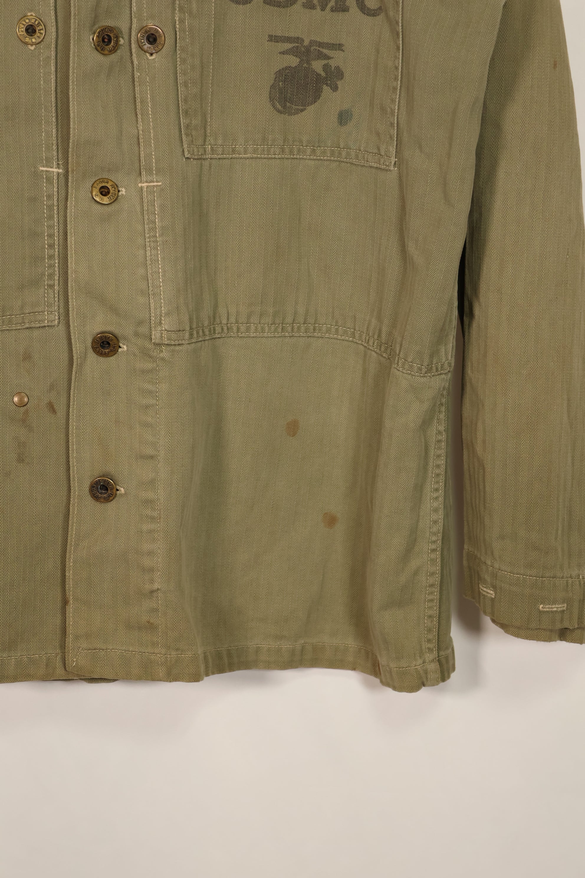 Real U.S. Marine Corps USMC M44 HBT Utility Jacket Used