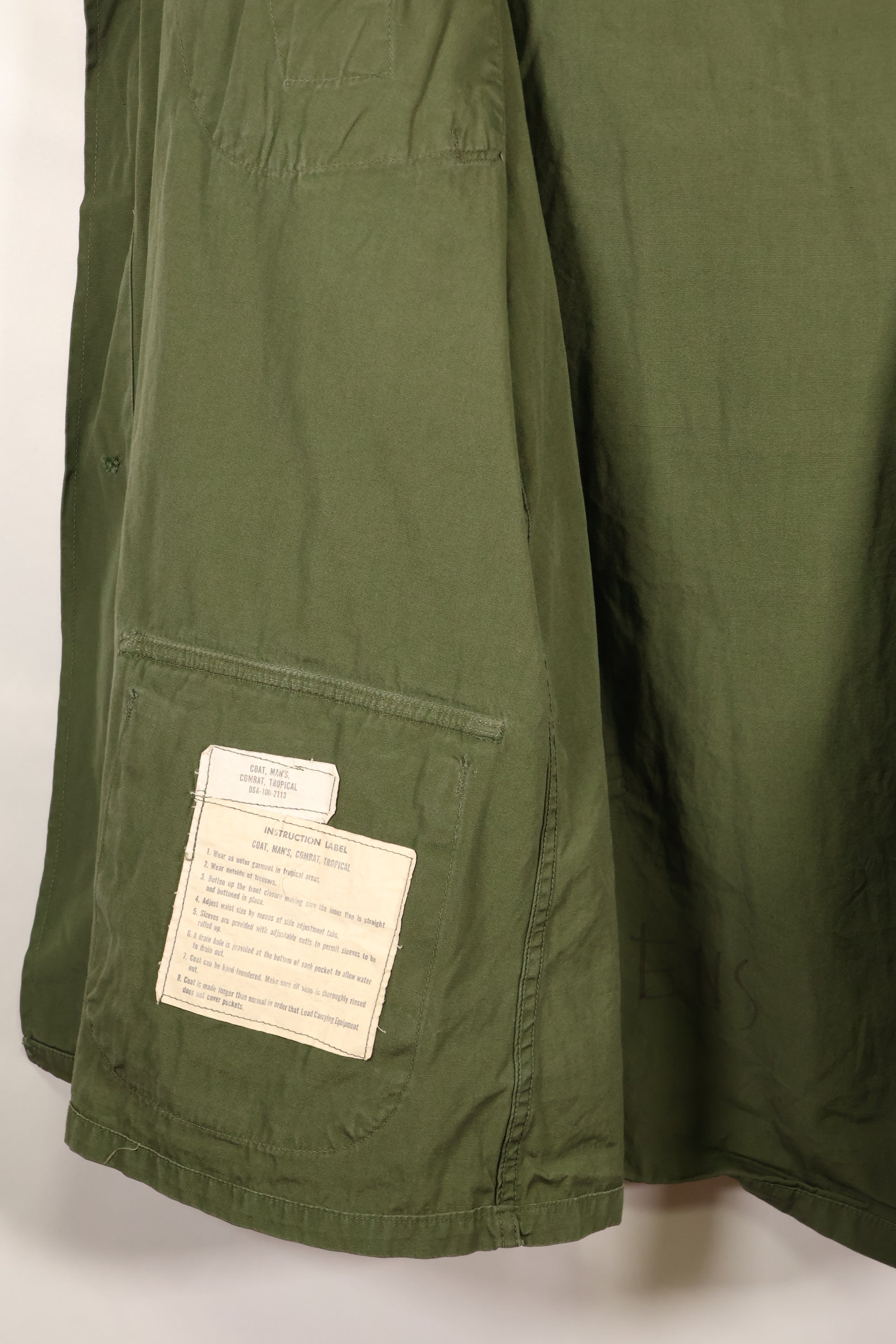 Circa 1966-67 L-R 2nd Model 3rd Model eclectic jungle fatigues jacket, used, good condition.
