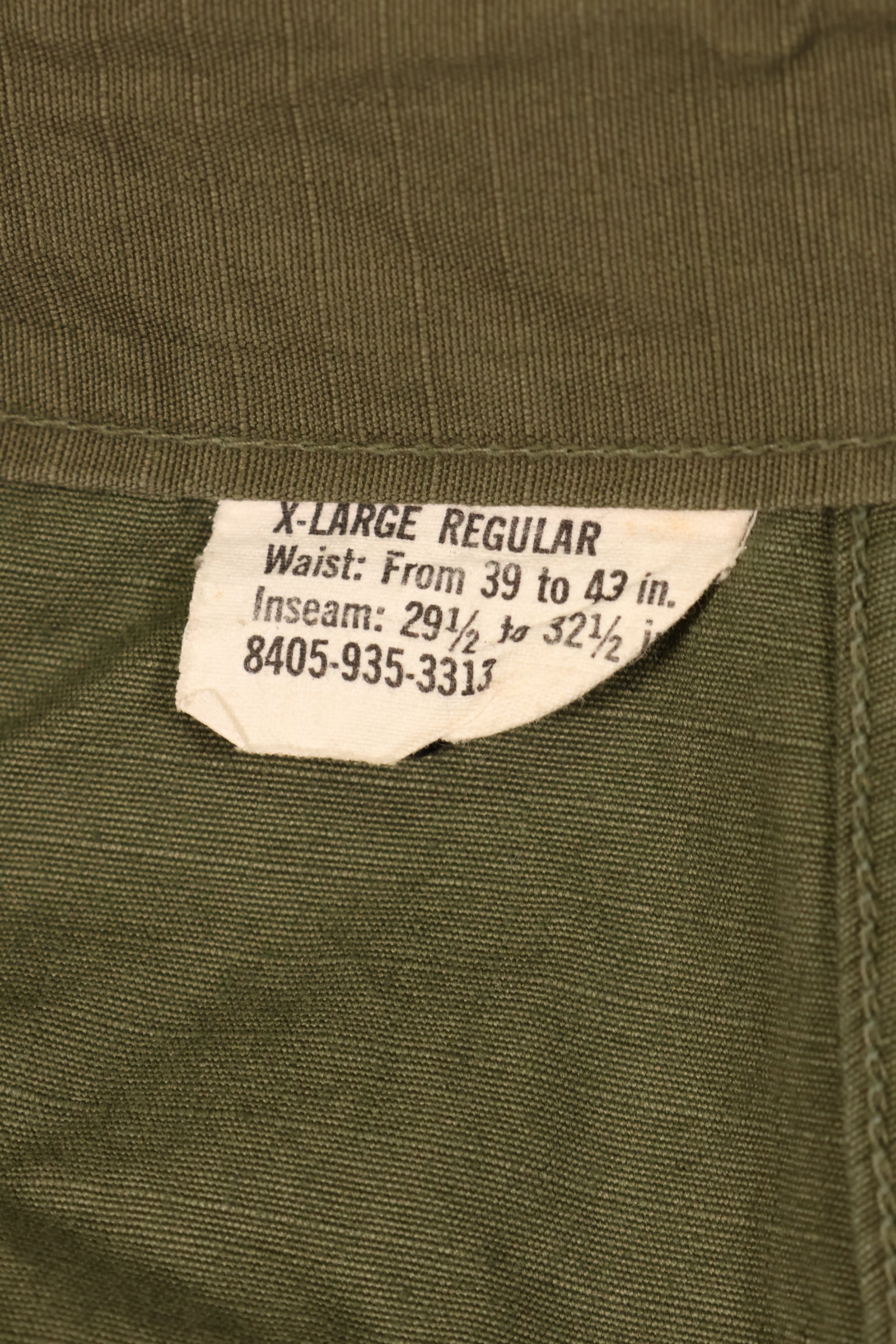 Circa 1968: X-L-R 4th Model Jungle Fatigue Pants, Largest Size, Used