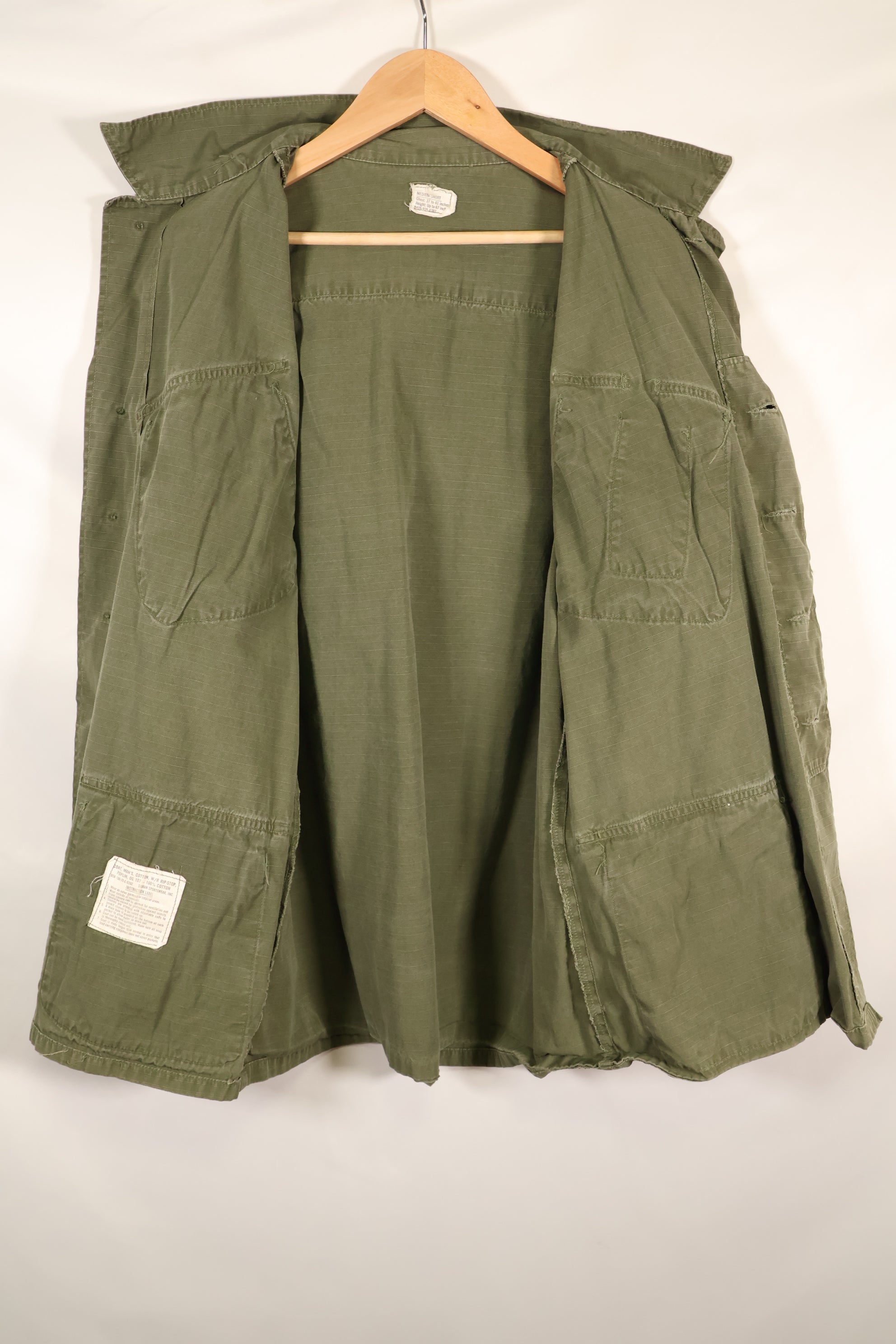 1970 Contract M-S 4th Model Jungle Fatigue Jacket, faded, used.