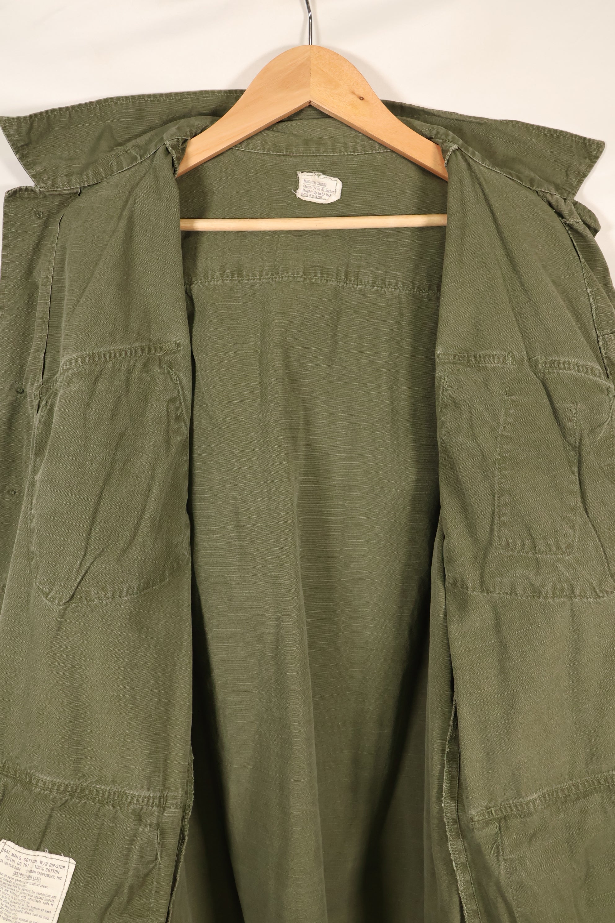 1970 Contract M-S 4th Model Jungle Fatigue Jacket, faded, used.