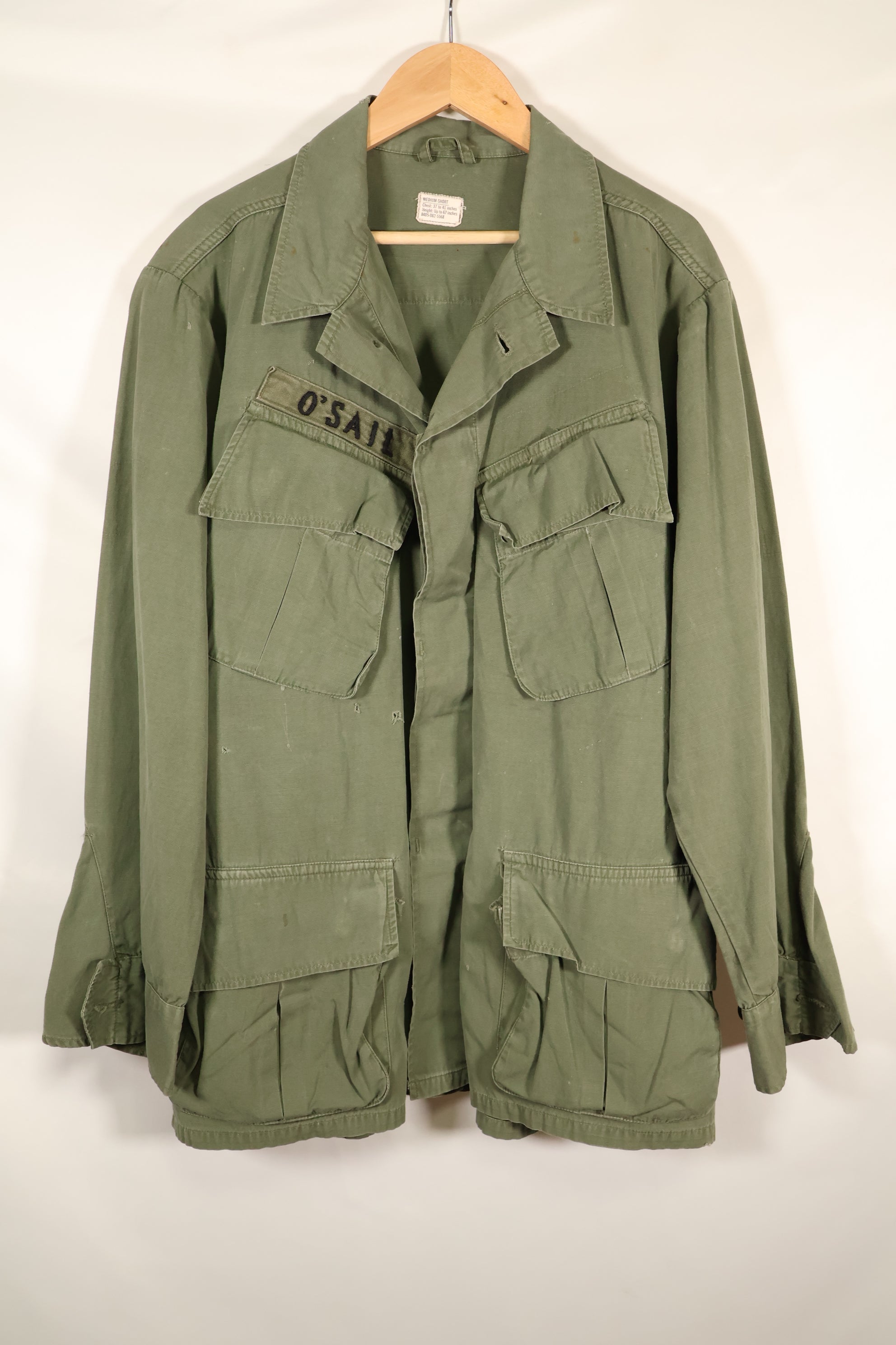 1967 Contract M-S Non Ripstop 3rd Model Jungle Fatigue Jacket with Tape Used