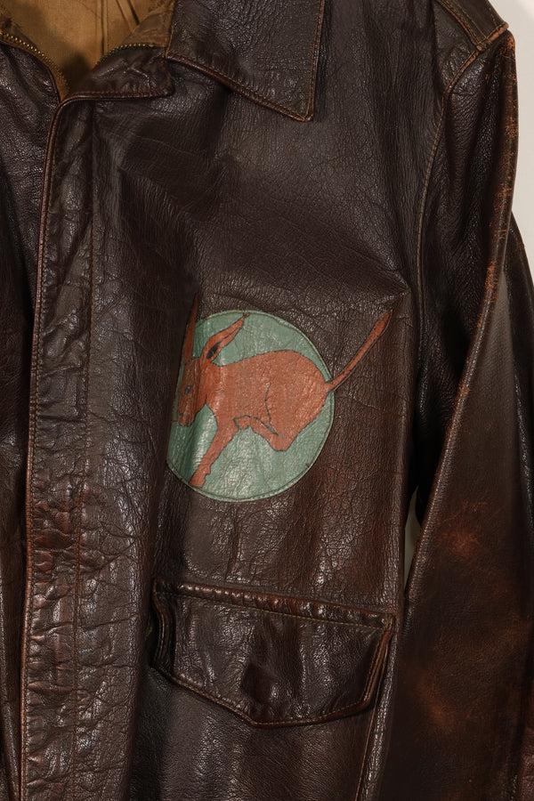 Replica U.S. Army Air Force USAAF A-2 Leather Jacket with Paint & Patches Used