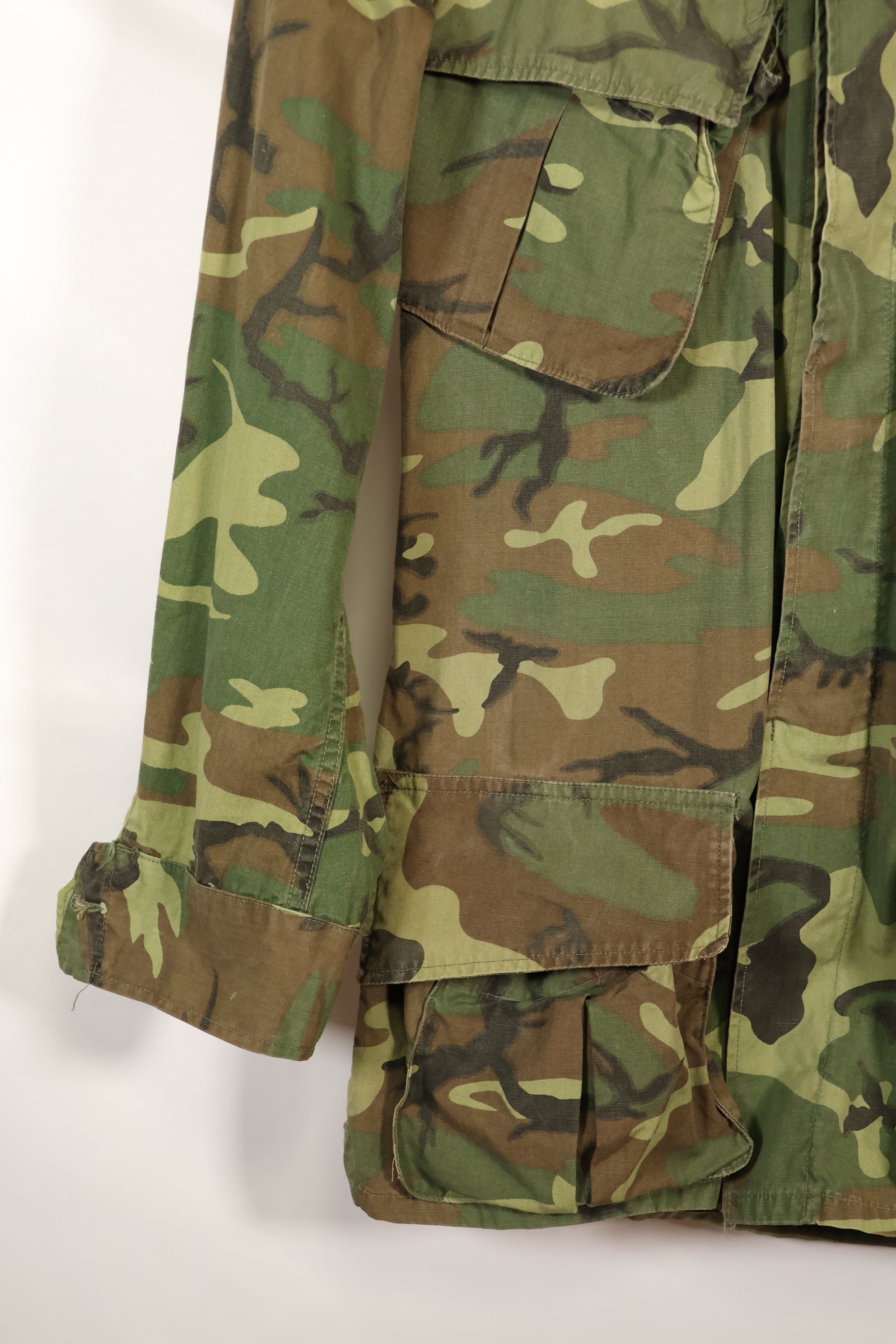 Circa 1966-67 US Army ERDL Camouflage Leaf Camouflage Jungle Fatigue Jacket, used.