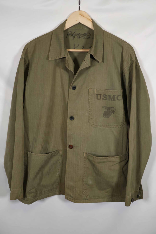 Real WWII 1940s P42 U.S. Marine Corps HBT Utility Uniform Jacket Used