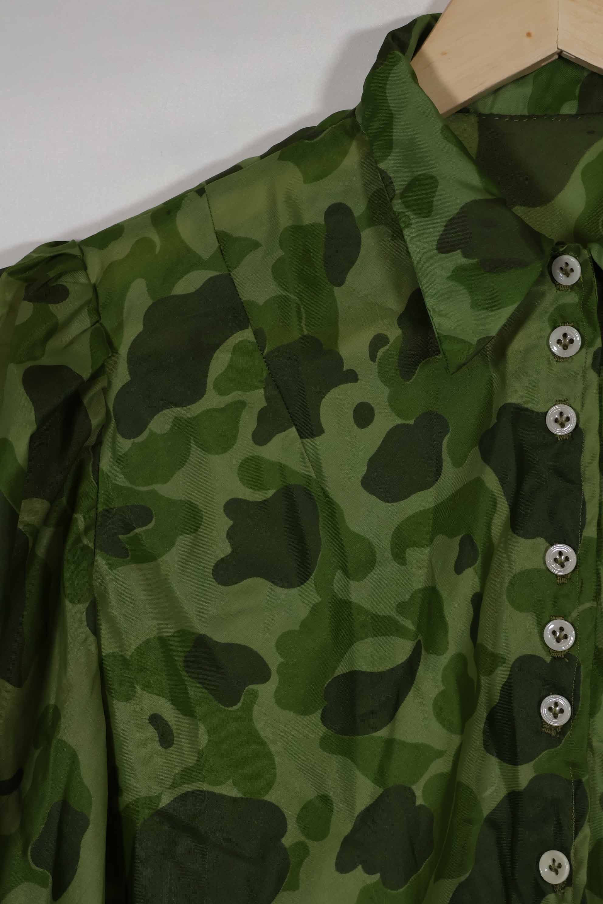 1940s-50s, Parachute camouflage fabric, women's or children's blouse, privately procured.