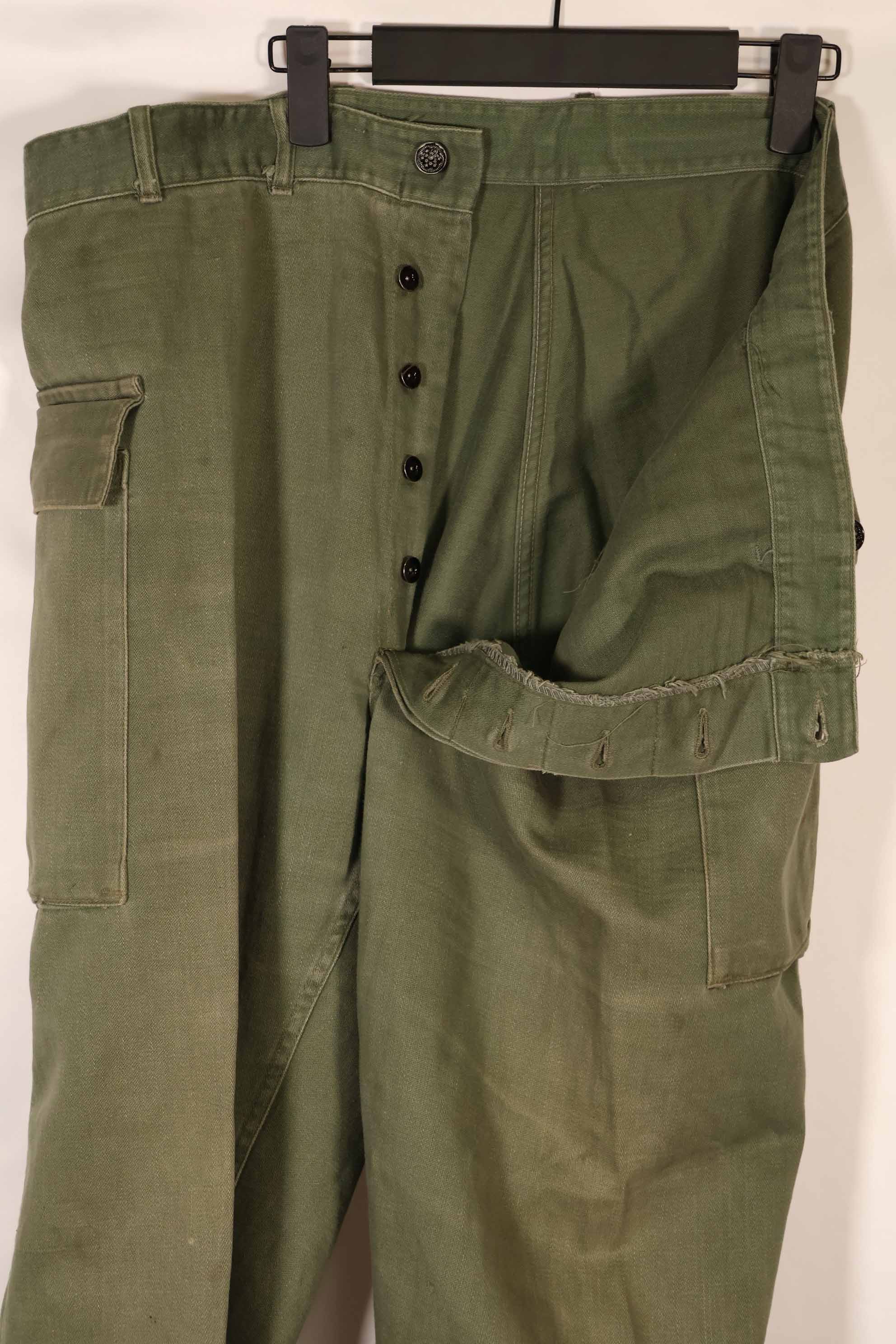 Real 1940s-50s US Army M43 Pants Cut Cotton Pants Used