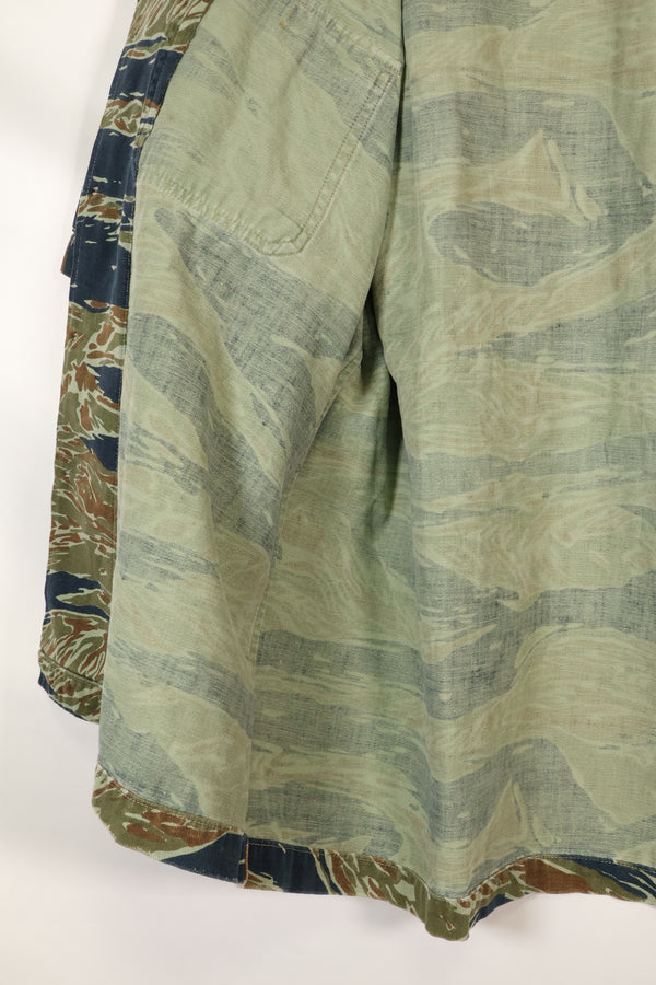 Mid-1970s, Thailand, Silver Tiger half sleeve shirt, tiger stripe, used.