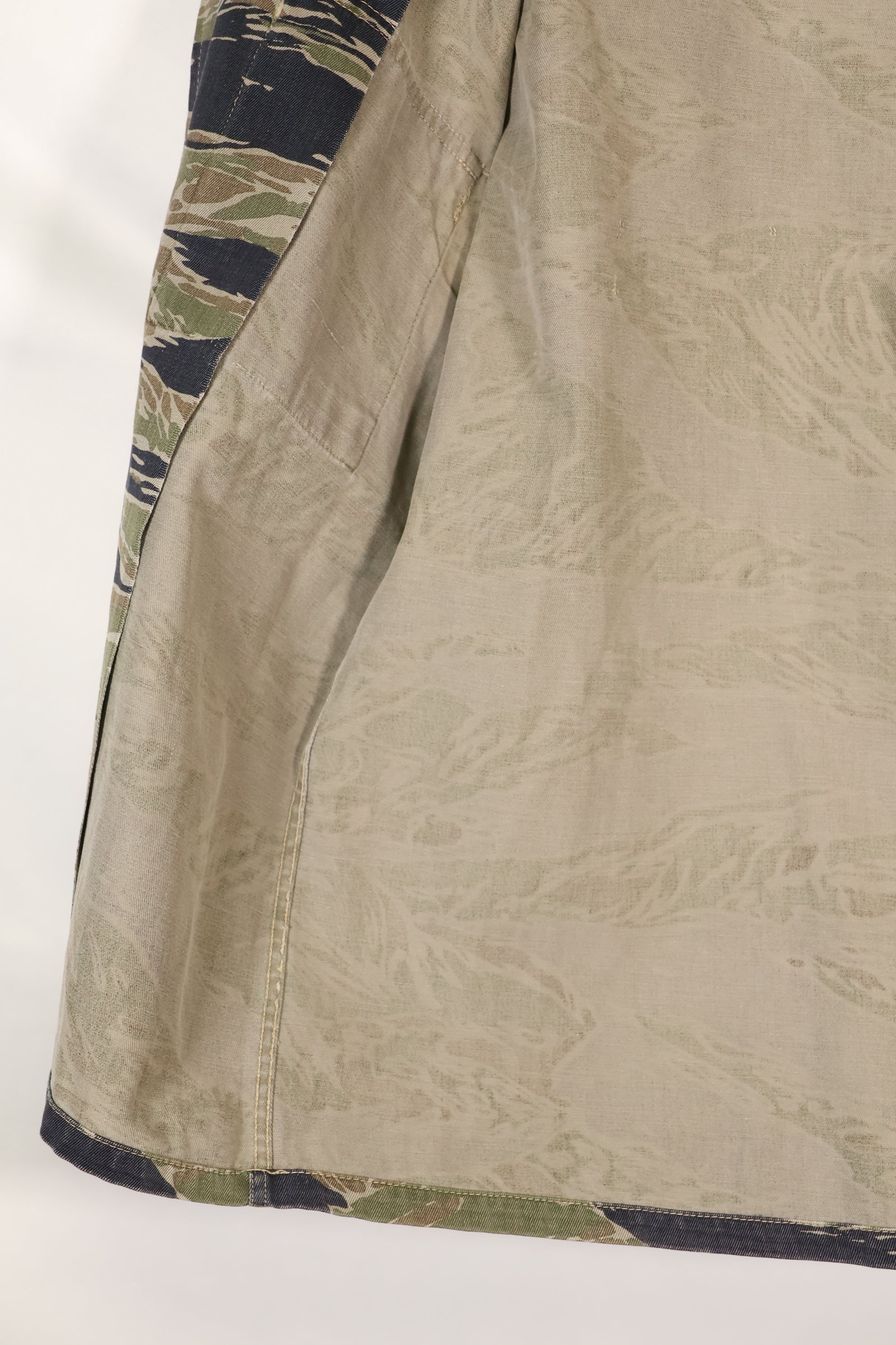 Mid-1960s Japanese Silver Tiger Asian Cut shirt with faded tiger stripes, used.