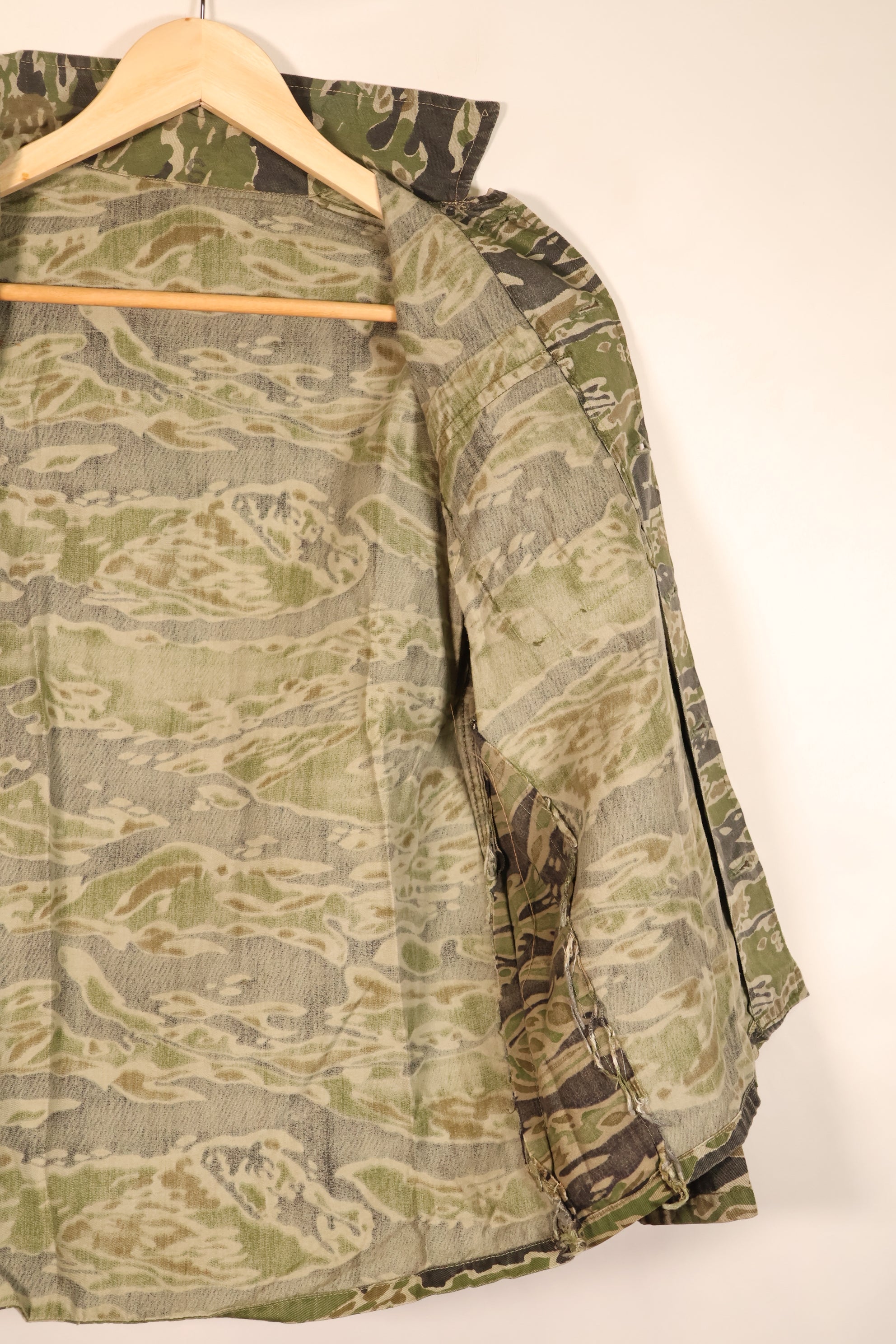 1960s Small Tiger-Stripe Shirt, CIDG Pattern, with Original Patch, Used