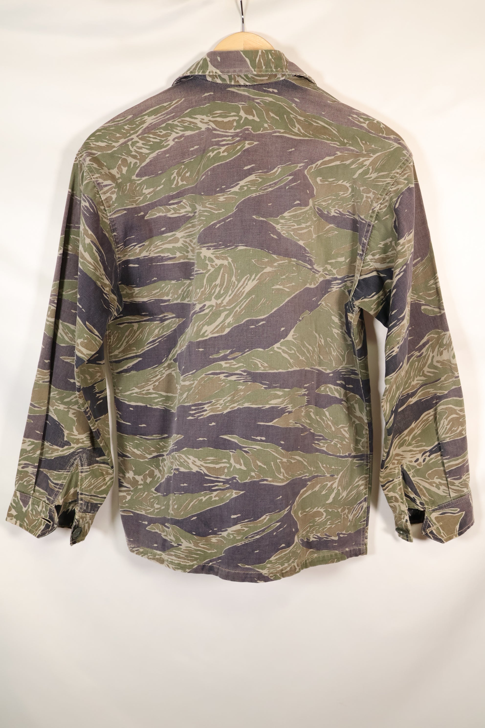 Mid-1960s Japanese Silver Tiger Asian Cut shirt with faded tiger stripes, used.