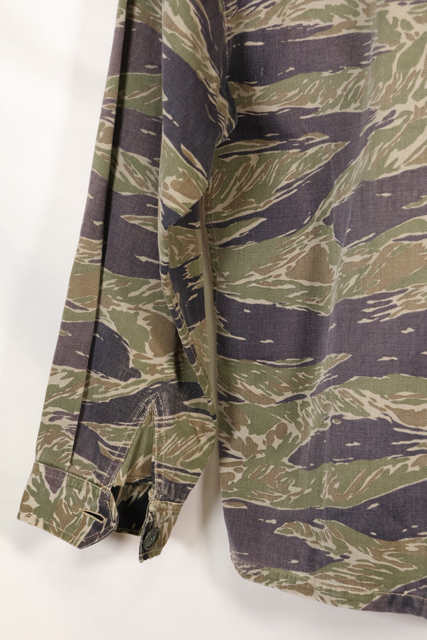 Mid-1960s Japanese Silver Tiger Asian Cut shirt with faded tiger stripes, used.