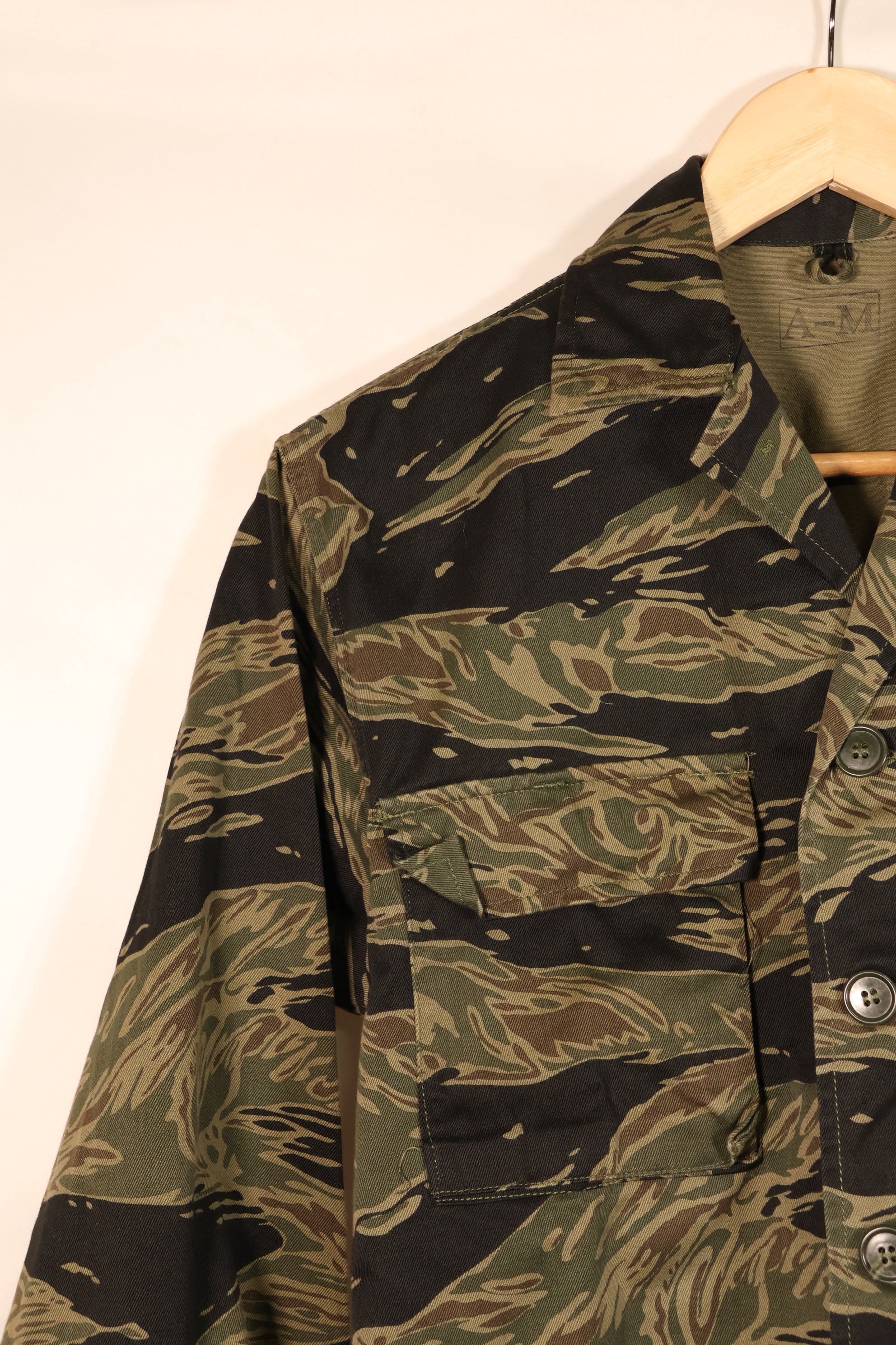 Circa 1965, Made in Japan, A-M, Silver Tiger, Asian Cut, Tiger Stripe Shirt, Good Condition, Used
