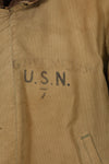 1940s size 38 WWII US Navy N-1 deck jacket, used.