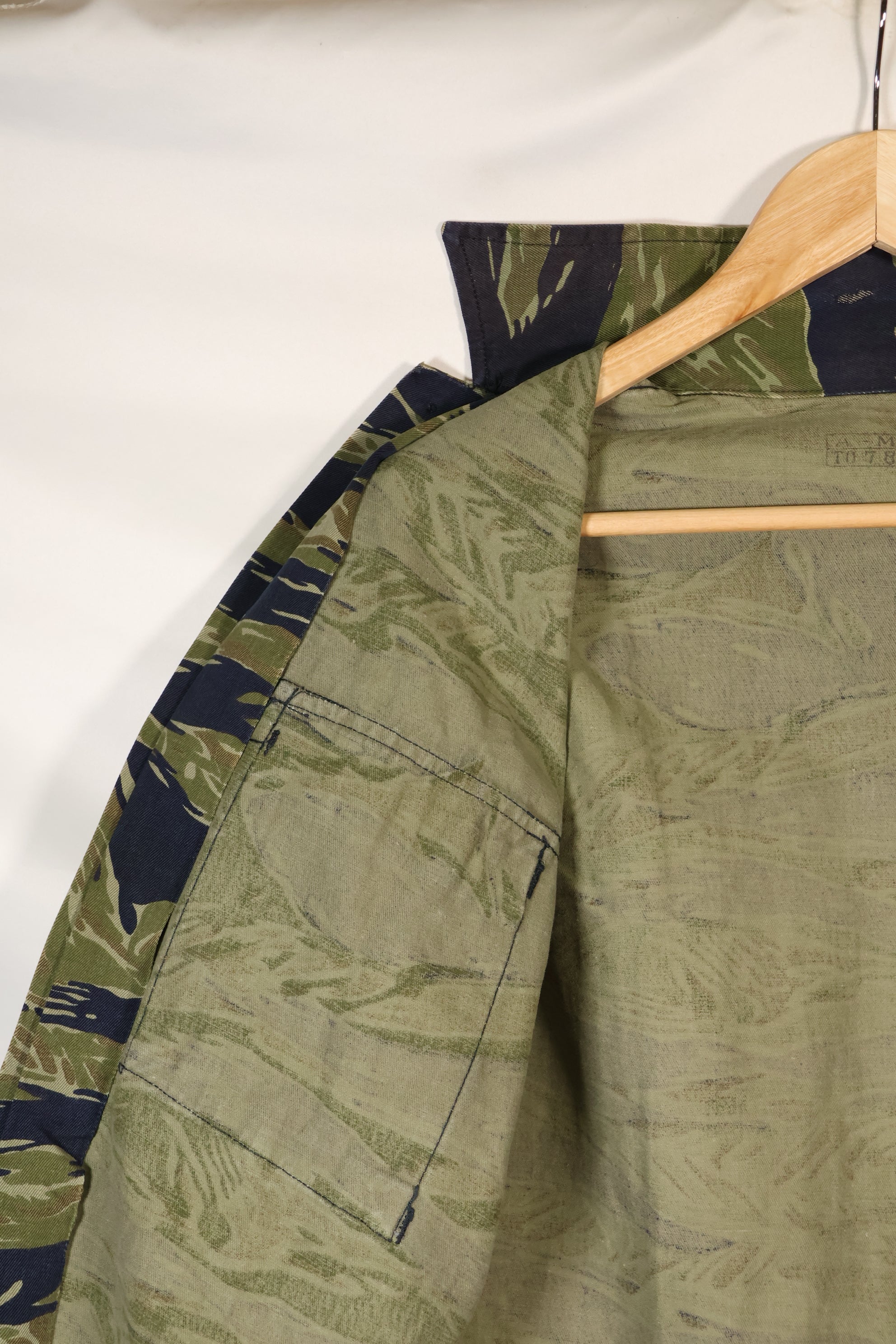 Early 1970s A-M TO-78 Silver Tiger Variation Tiger Stripe Shirt, used.