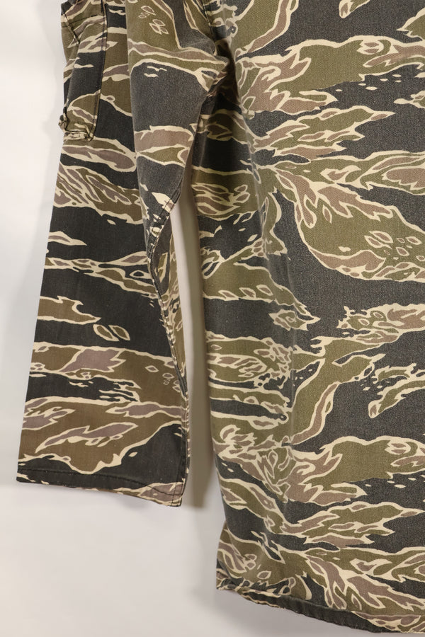 Early 1970s Late War Pattern Tiger Stripe Heavy Cotton Shirt, faded, used.