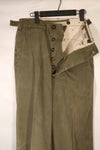 Real late 1940s - early 1950s M45 OD cotton field pants, used, strong signs of use.