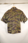 1960's semi A-M silver tiger shirt Asian cut epaulette modified used