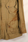 1940s 40R WWII M42 jump jacket without waist belt, stained, used.
