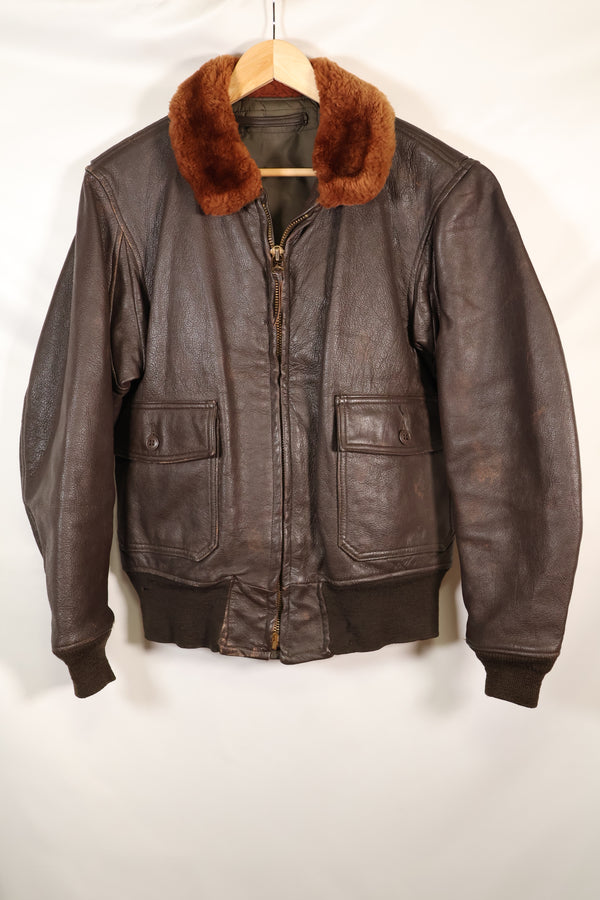 Contracted circa 1960-64, size about 42, US Navy G-1 flight jacket, intermediates, used.