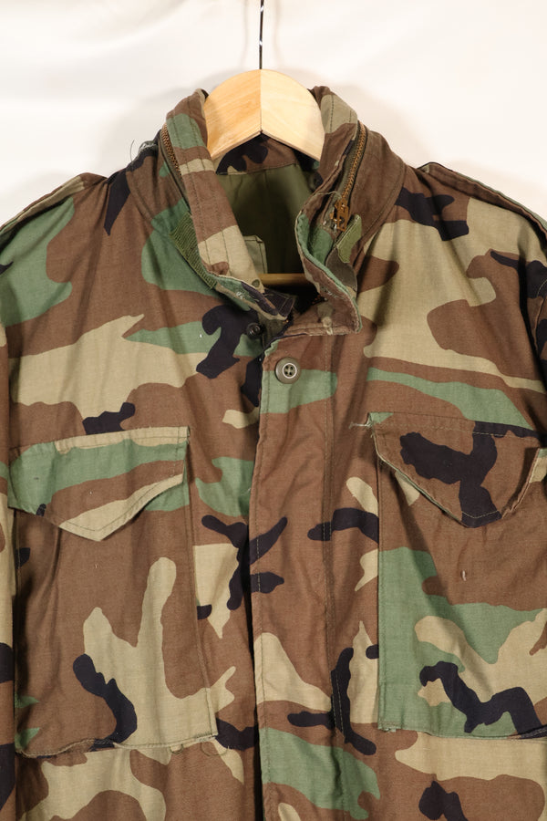 1983 Contract M-R Early Lot M65 Field Jacket Woodland Camouflage Brass Zipper Used