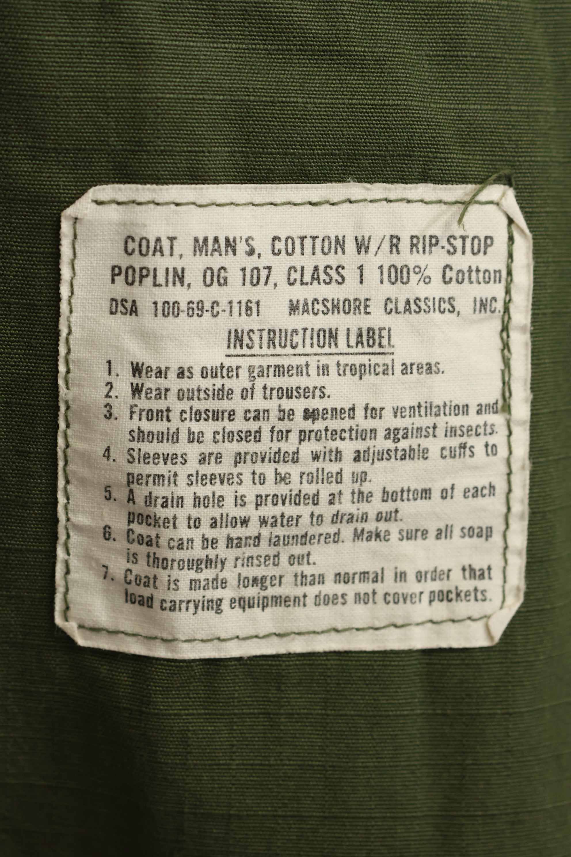 1969 Contract 4th Model Jungle Fatigue Jacket M-R Almost unused