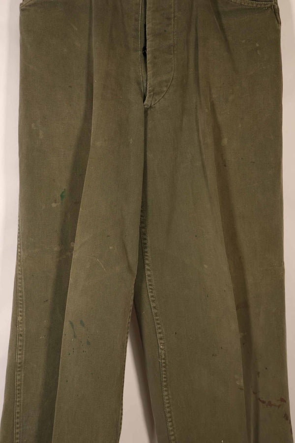 Real late 1940s - early 1950s M45 OD cotton field pants, used, strong signs of use.